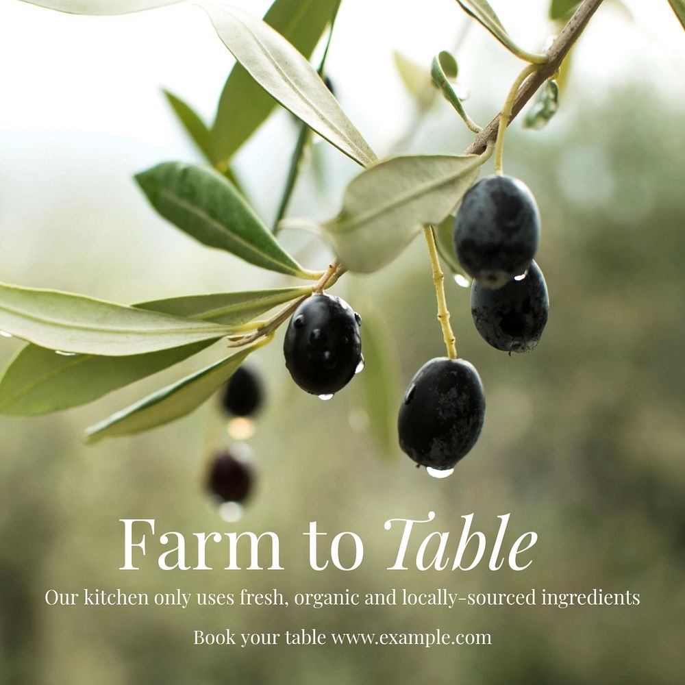 Farm to table post template, editable social media design