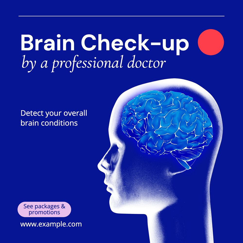 Brain check-up Instagram post template, editable text