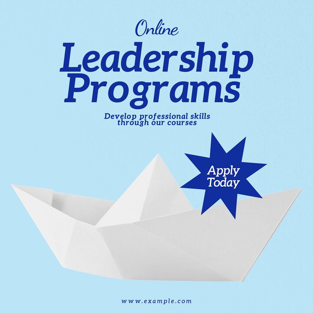 Leadership programs Instagram post template, editable text