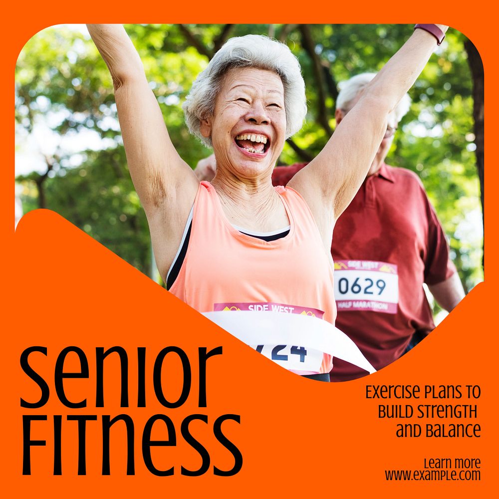 Senior fitness Instagram post template, editable text