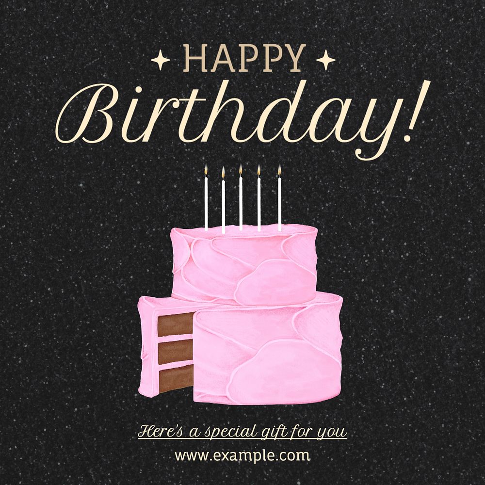 Happy birthday Instagram post template, editable text