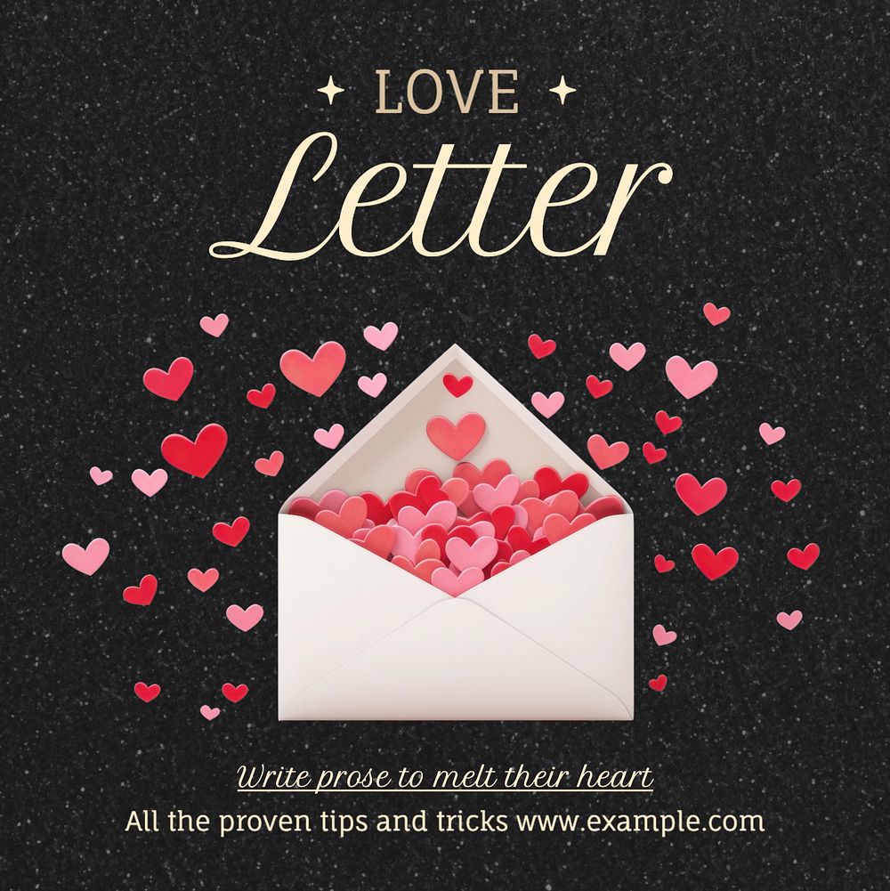 Love letter Instagram post template, editable text