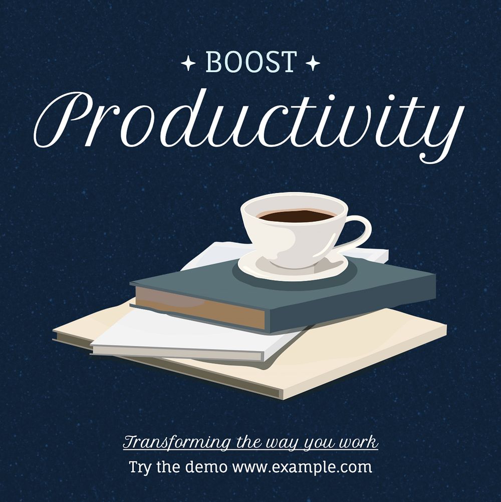 Boost productivity Facebook post template, editable design