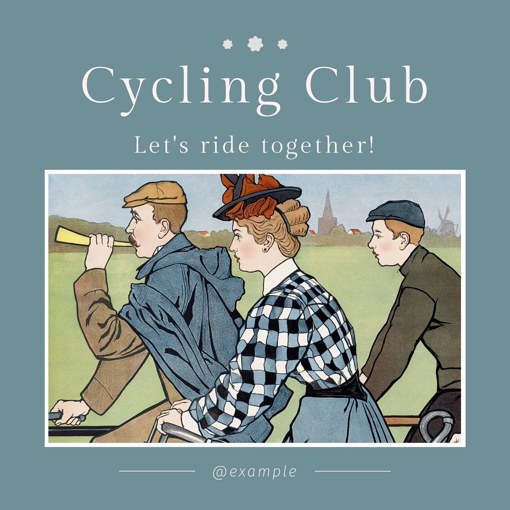 Cycling club Instagram post template, editable text