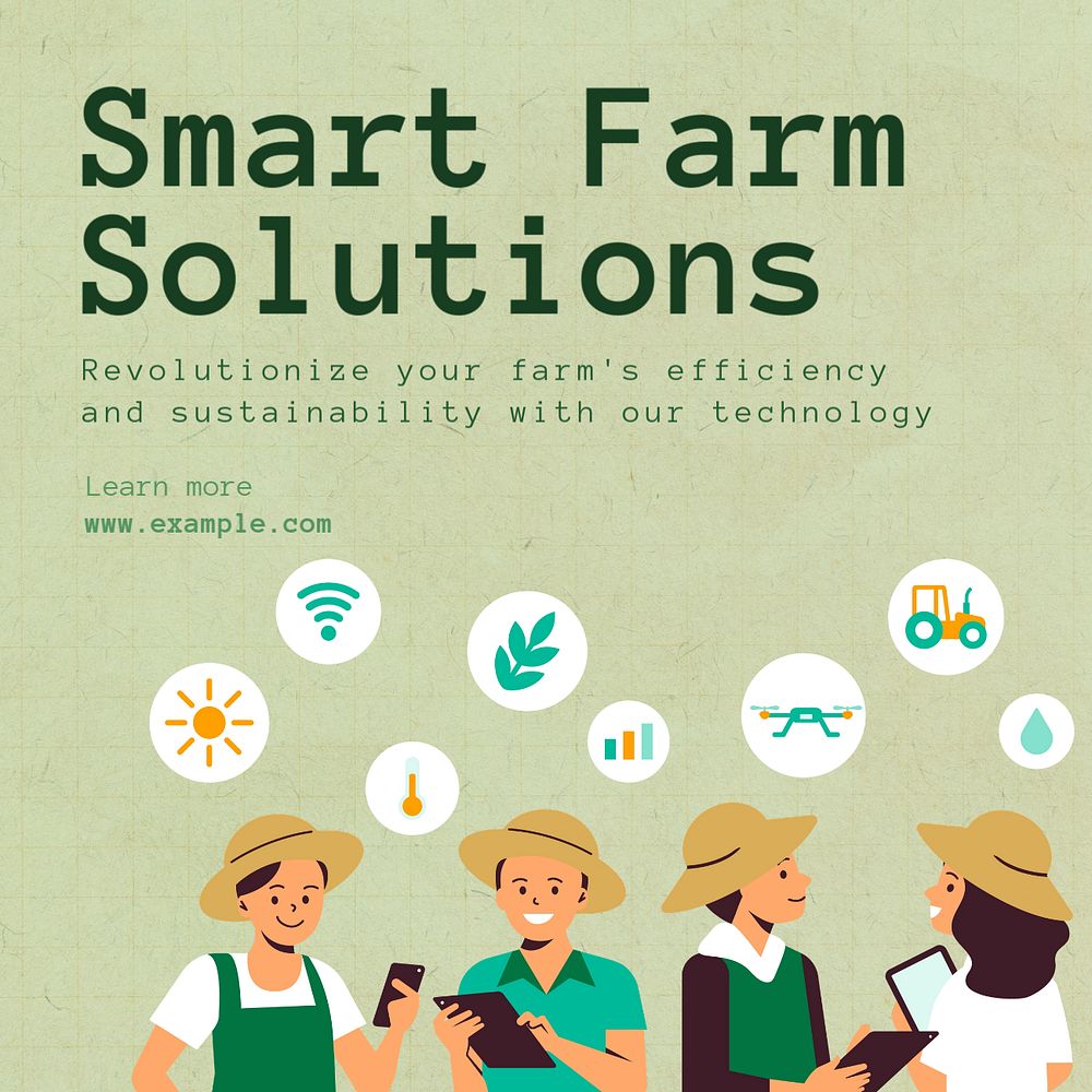 Smart farming Instagram post template, editable text