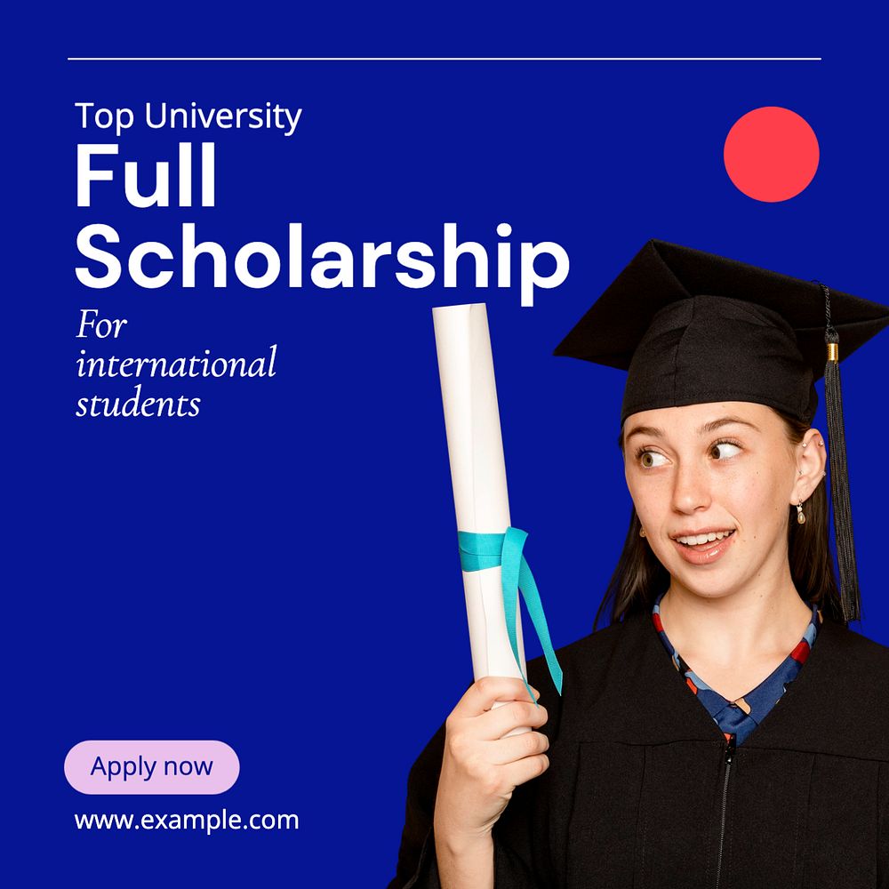 Full scholarship Instagram post template, editable text