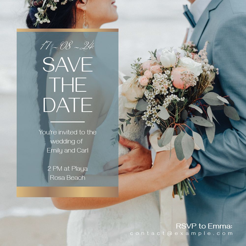 Save the date post template, editable social media design