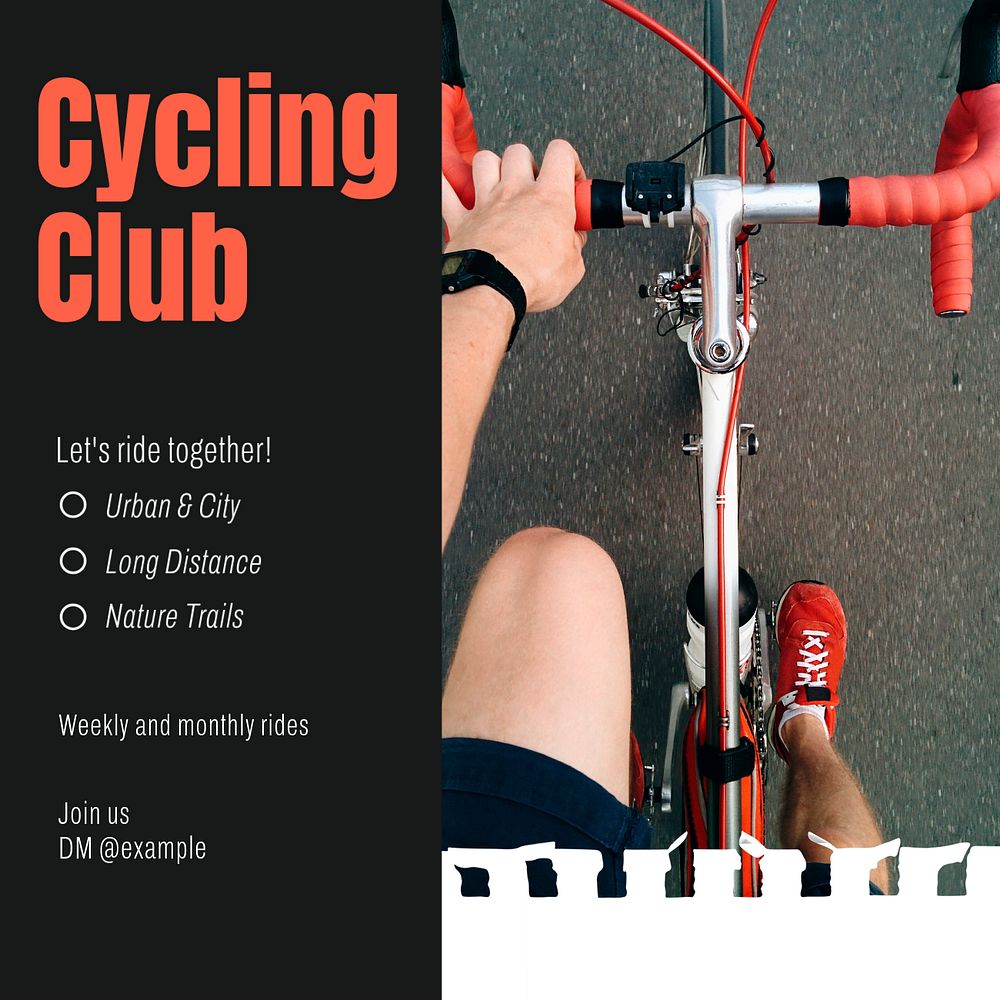 Cycling club Facebook post template, editable design