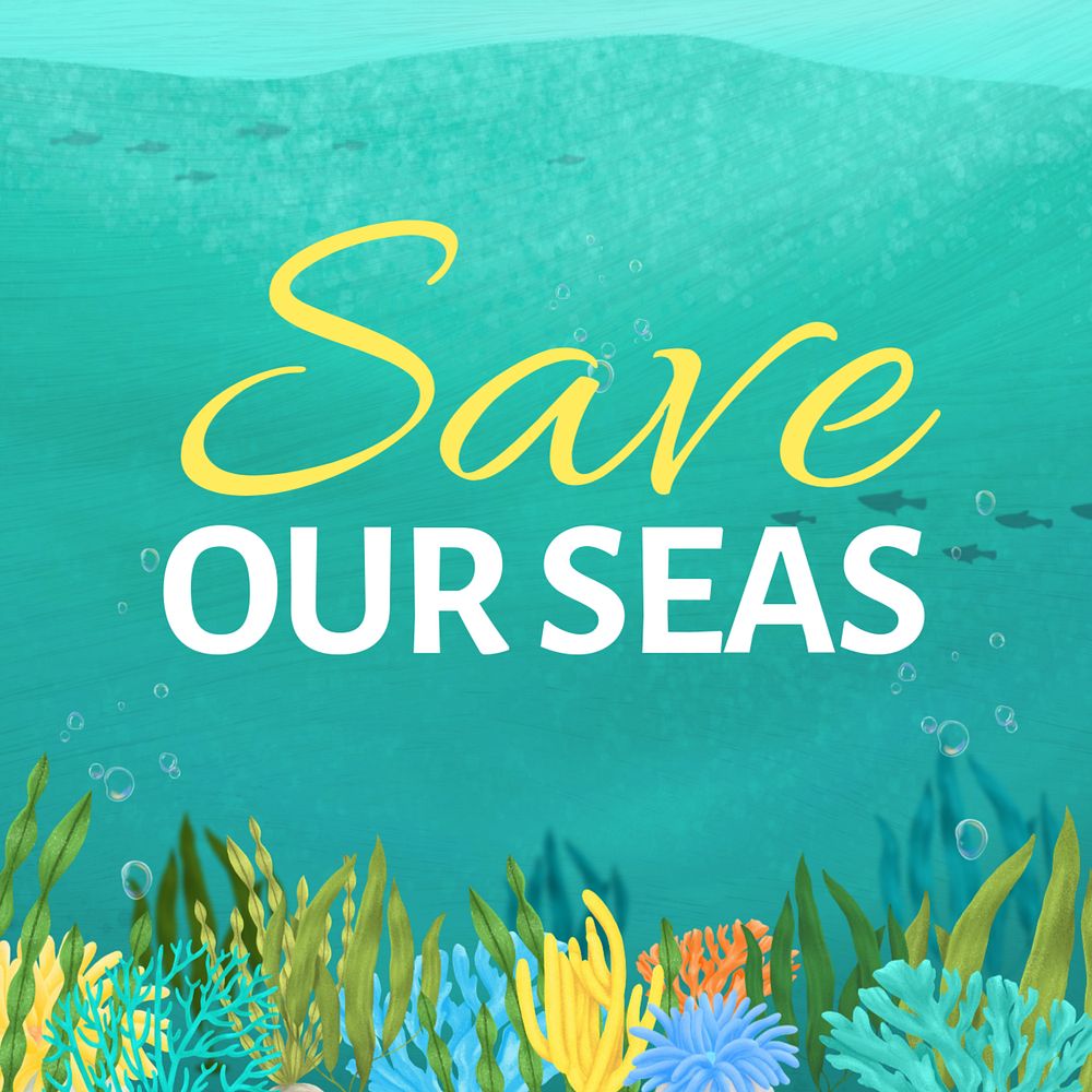 Save our seas Instagram post template, editable text