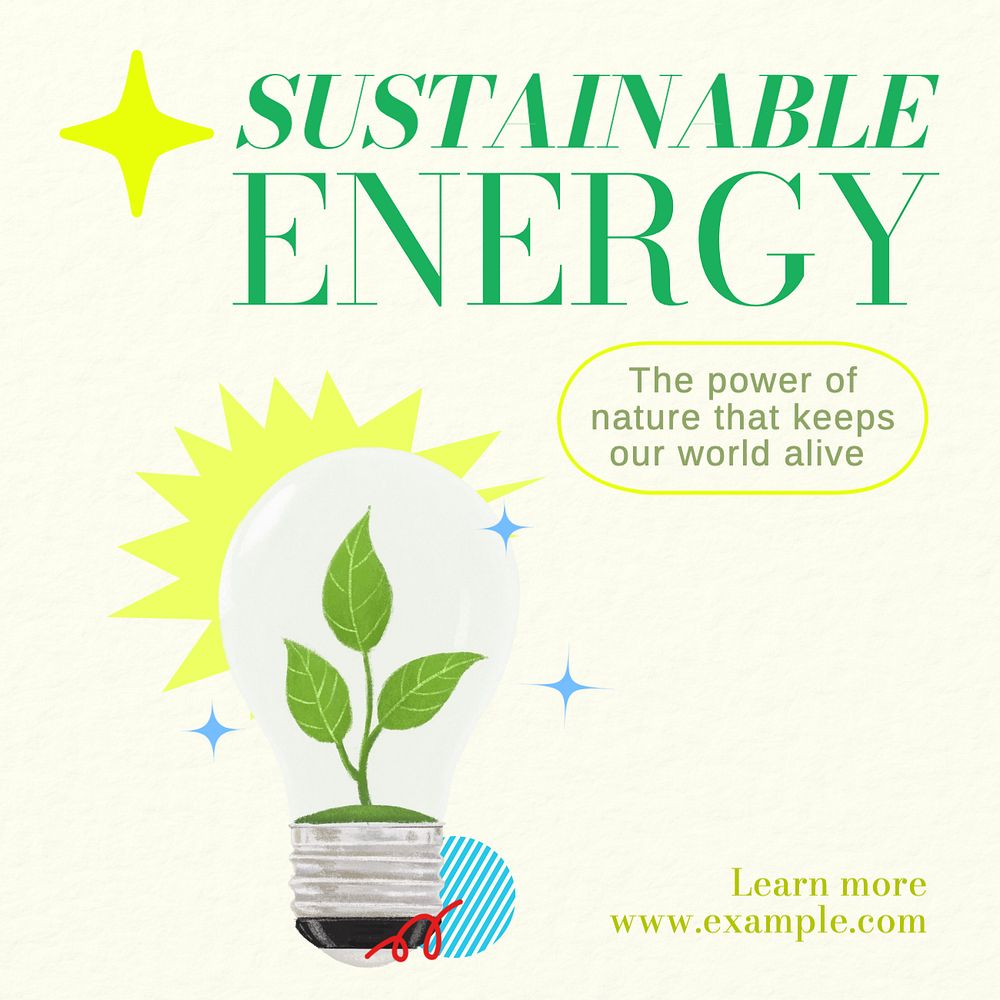 Sustainable energy Instagram post template, editable text