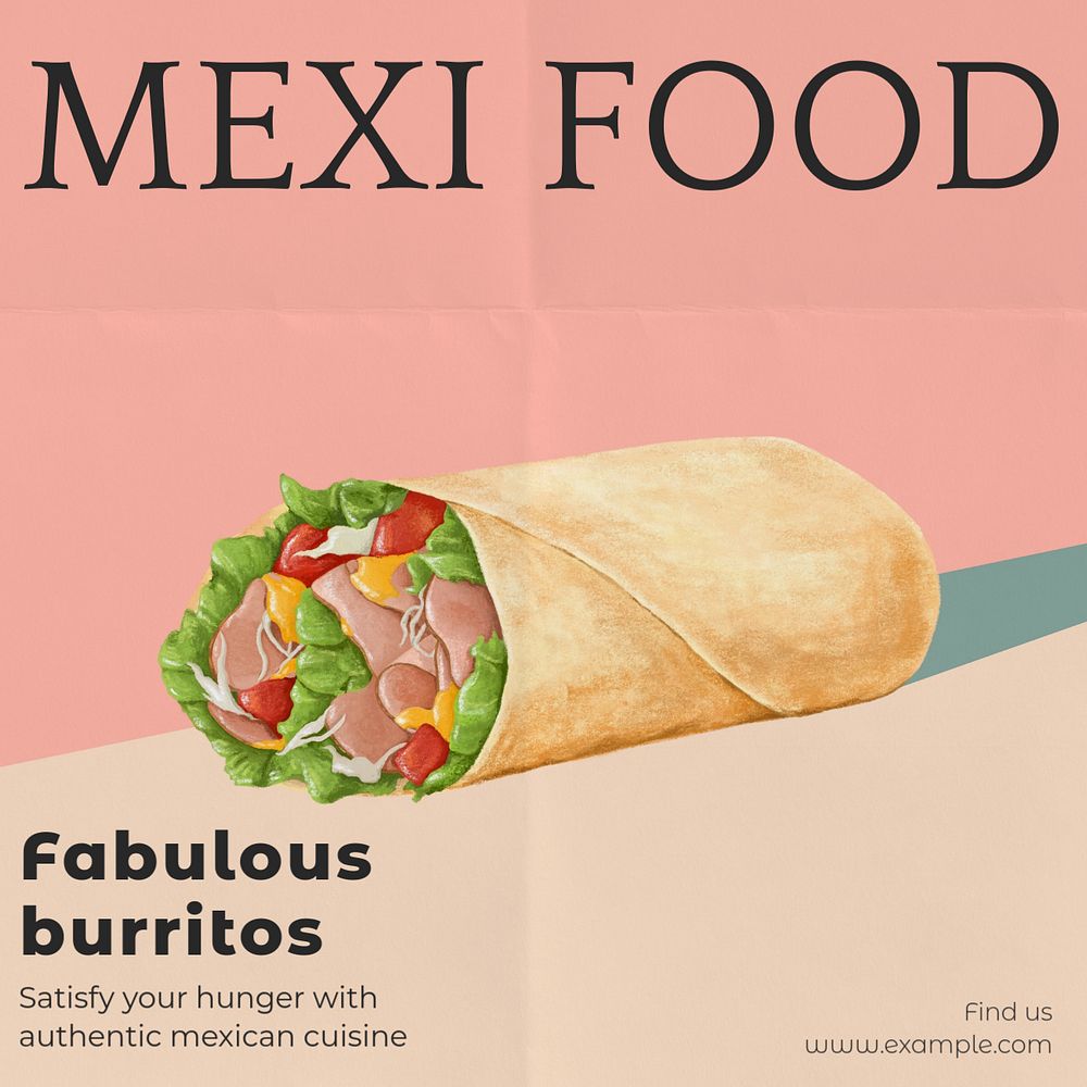 Mexi food Instagram post template, editable text