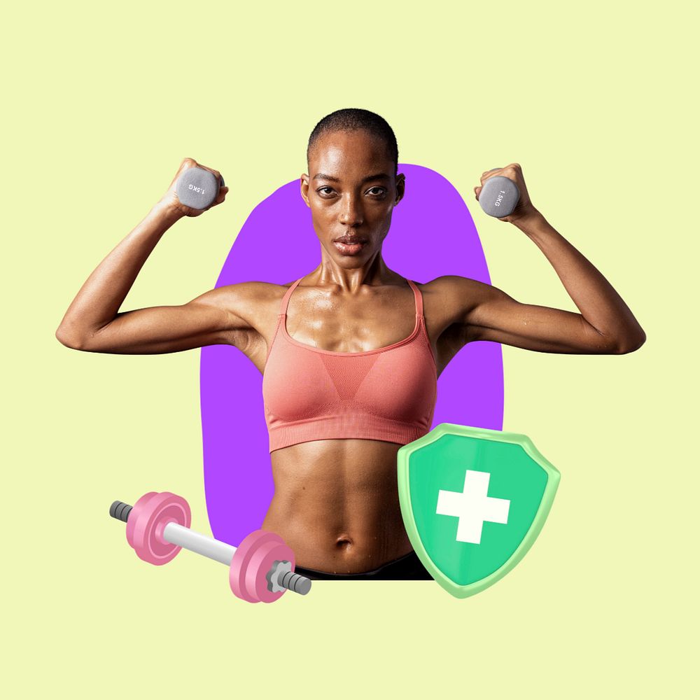 Exercising woman 3D remix, editable design