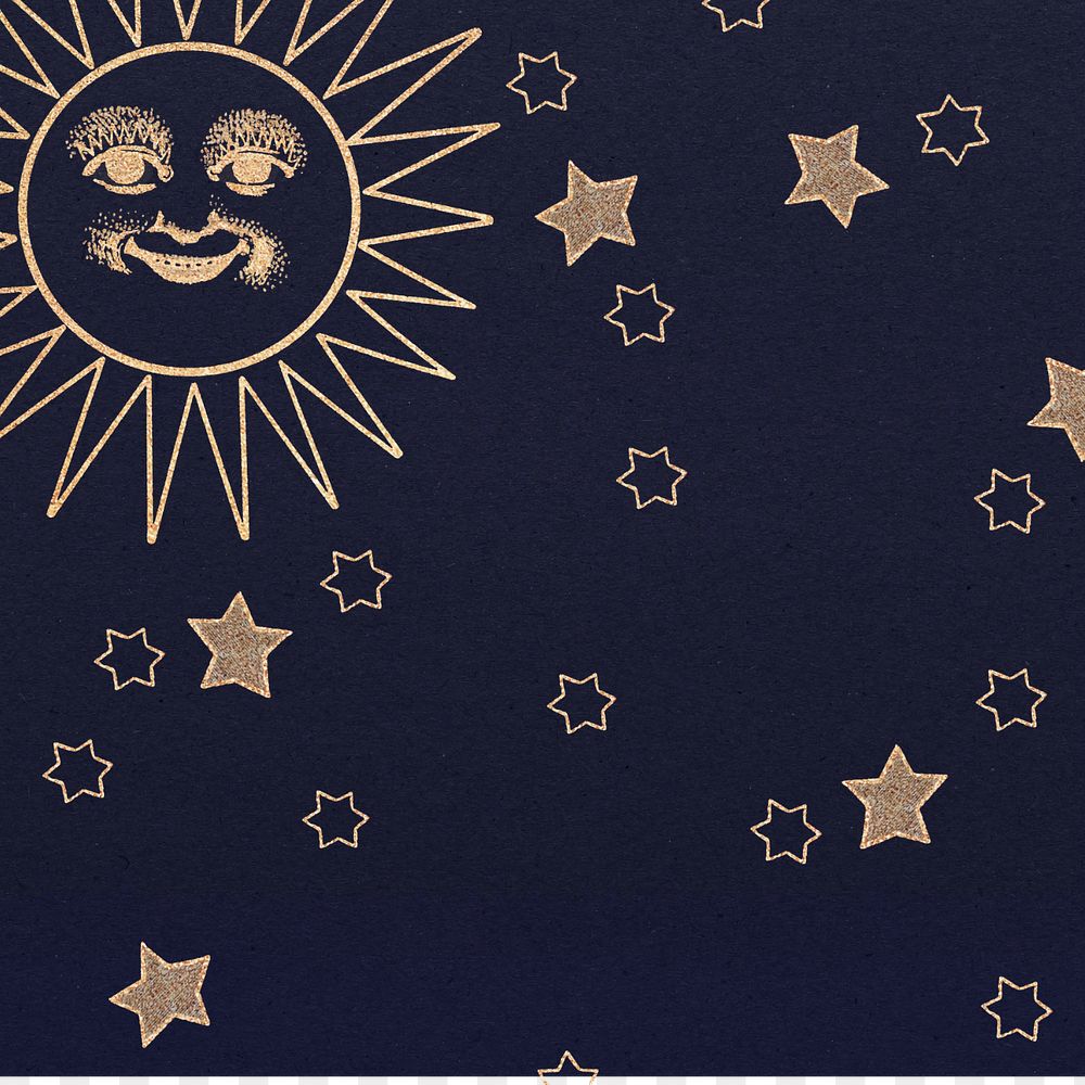 Navy golden celestial sun background, editable design