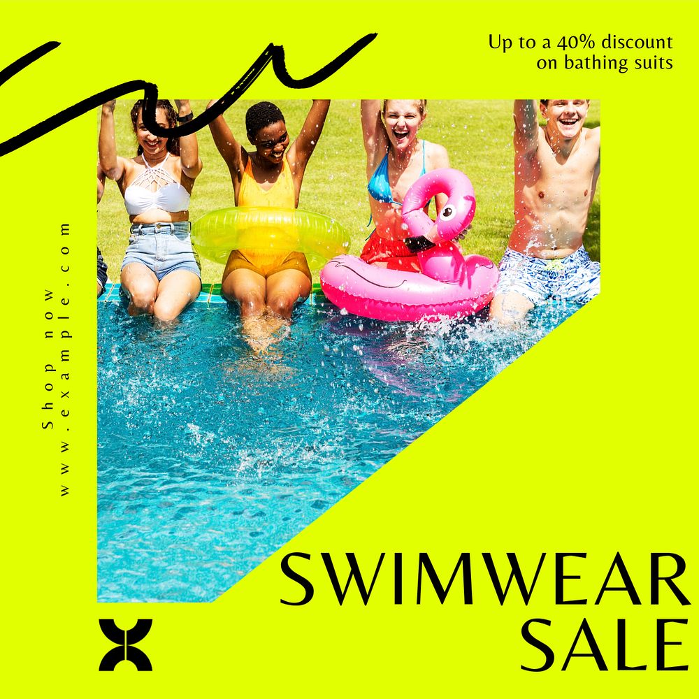 Swimwear sale Instagram post template, editable text