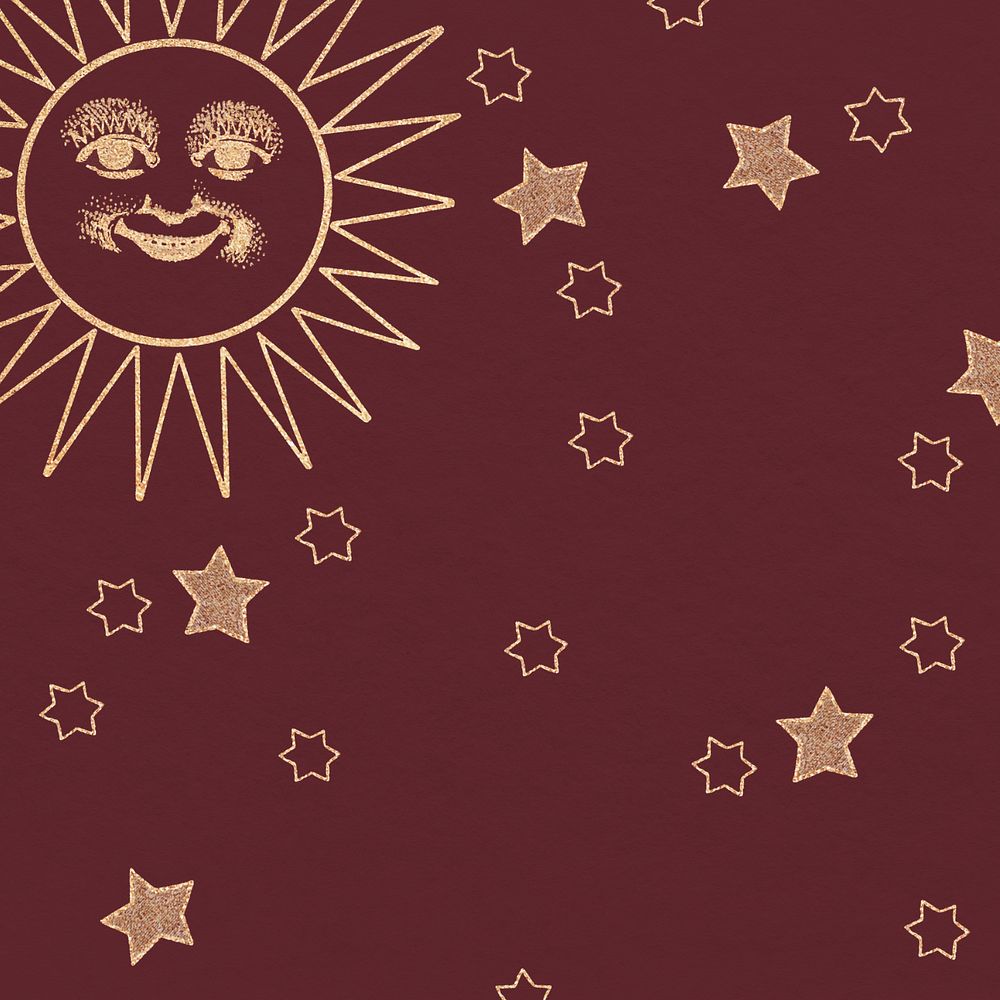 Golden red celestial sun background, editable design