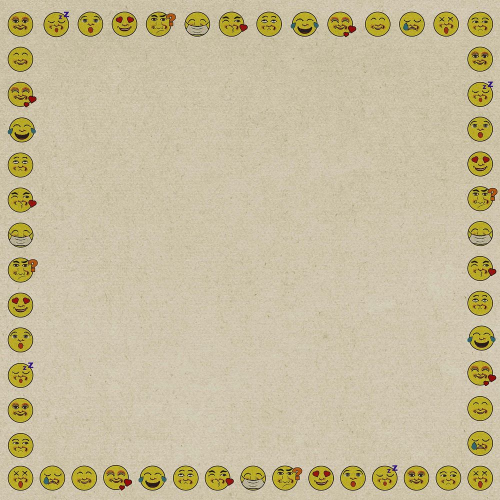 Beige vintage emoticon frame background, editable design