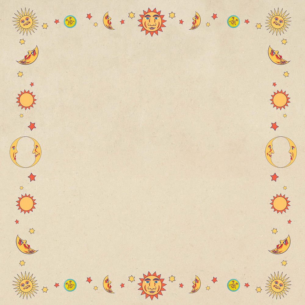 Beige sun moon frame background, editable design