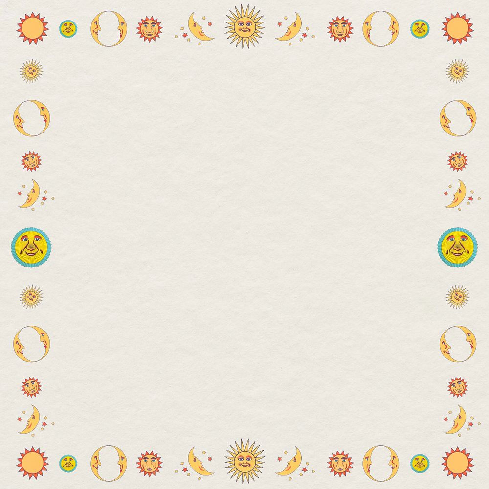 Beige sun moon frame background, editable design