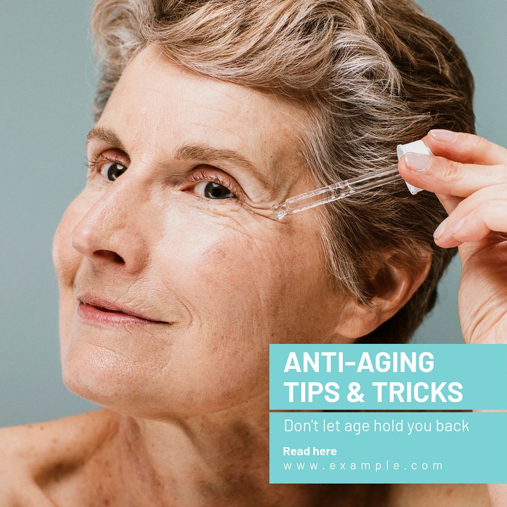 Anti-aging tips Instagram post template, editable text