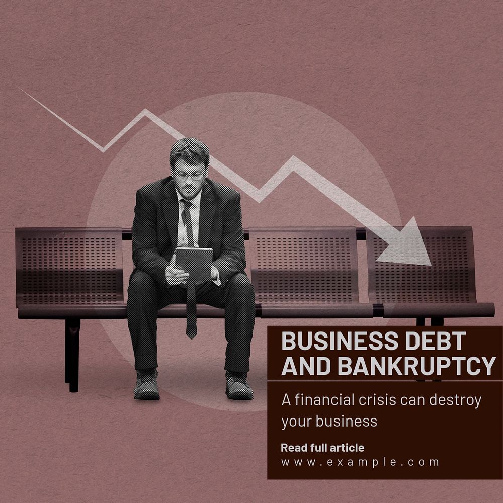 Business debt & bankruptcy Instagram post template, editable text