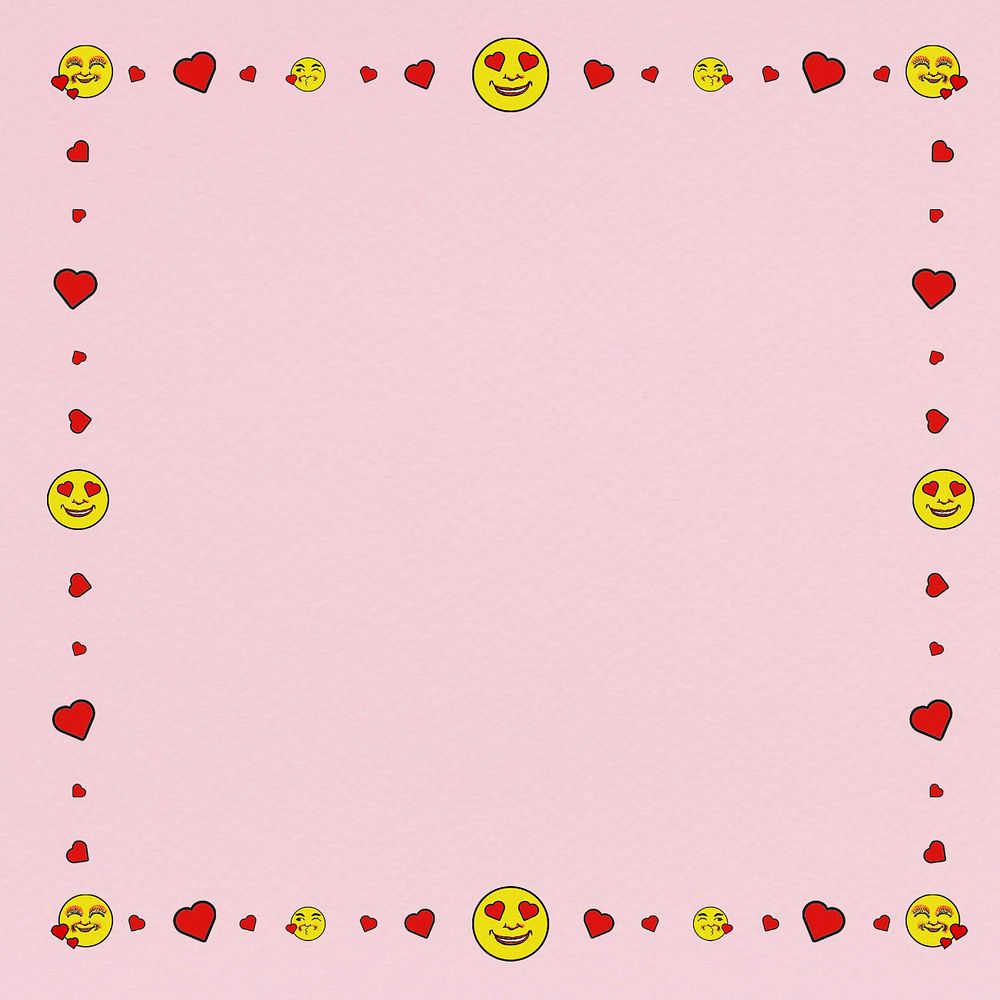 Love emoticon frame background, editable design