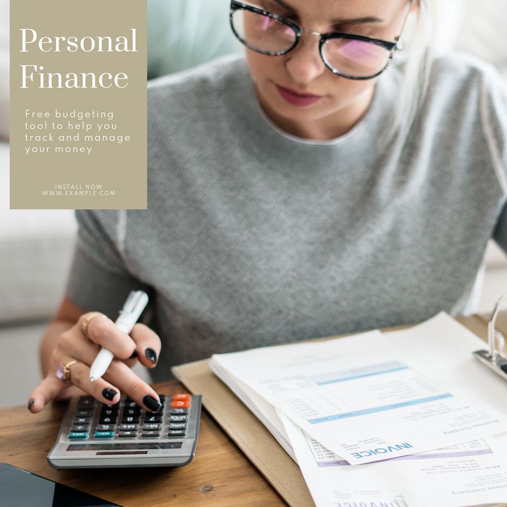 Personal finance Instagram post template, editable text