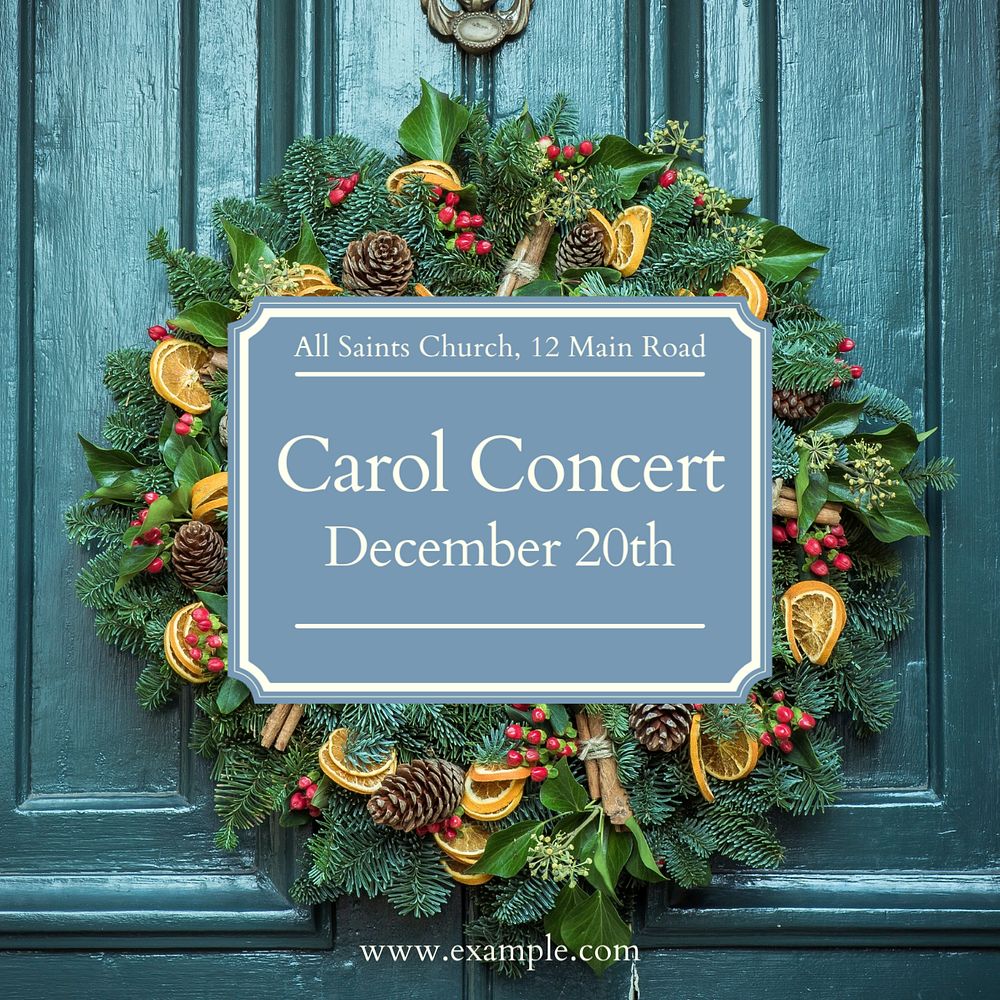 Carol concert Instagram post template, editable text