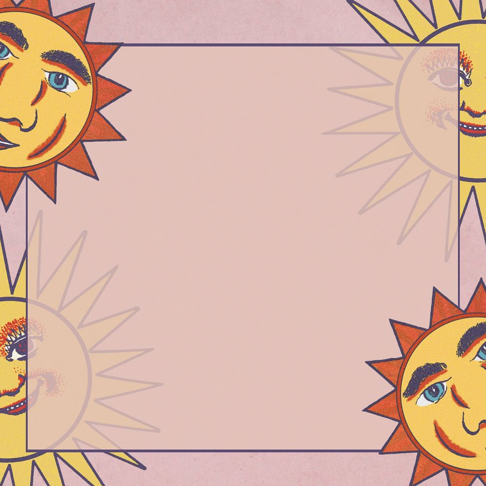 Pink sun frame background, editable design