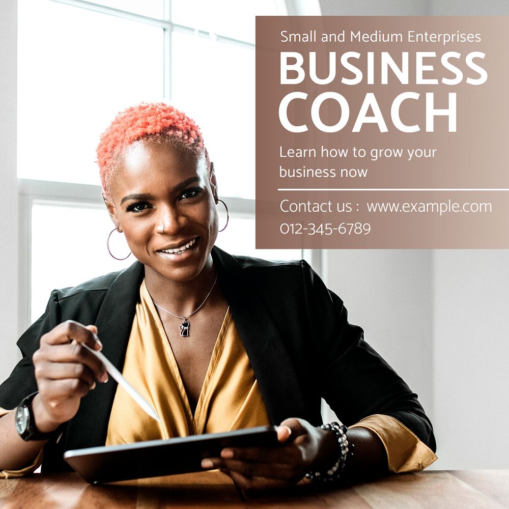 Business coach Instagram post template, editable text