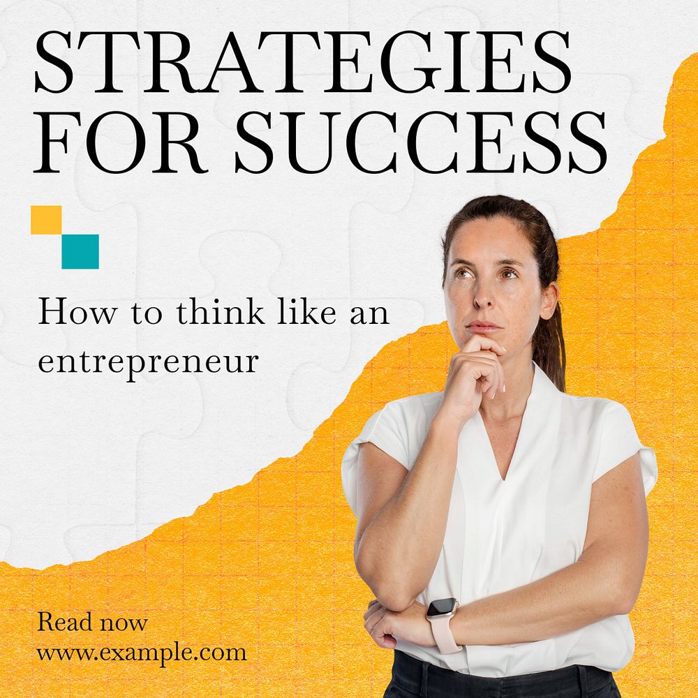 Strategies for success Instagram post template, editable text