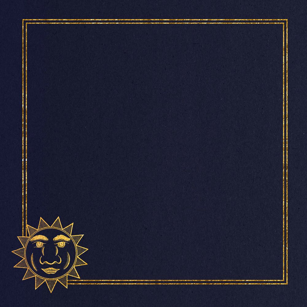 Gold sun frame background, editable design