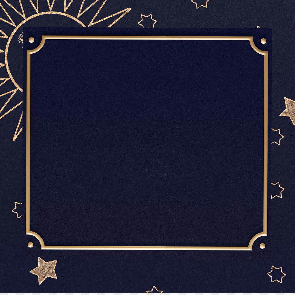 Luxury navy celestial frame background, editable design