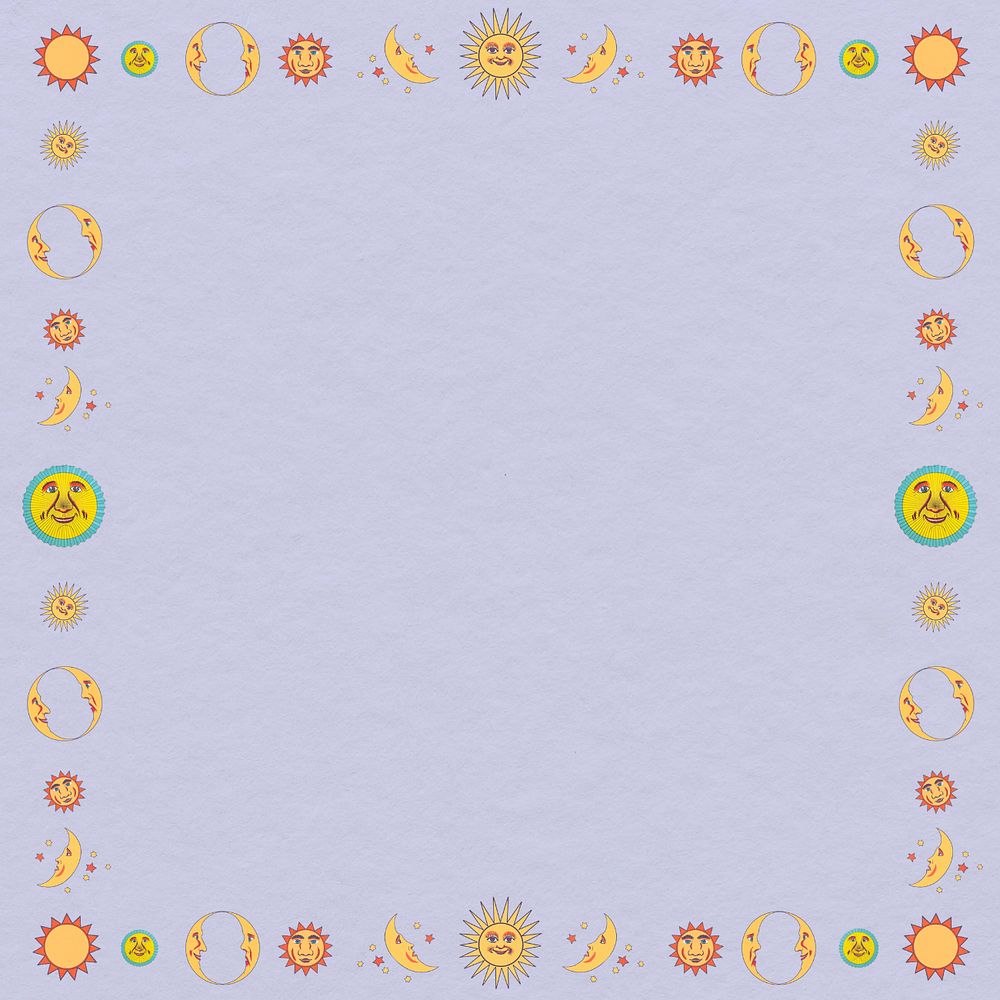 Purple sun moon frame background, editable design