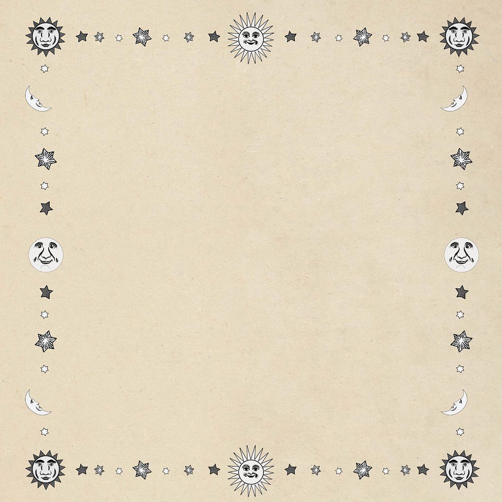 Beige sun moon frame background, editable design