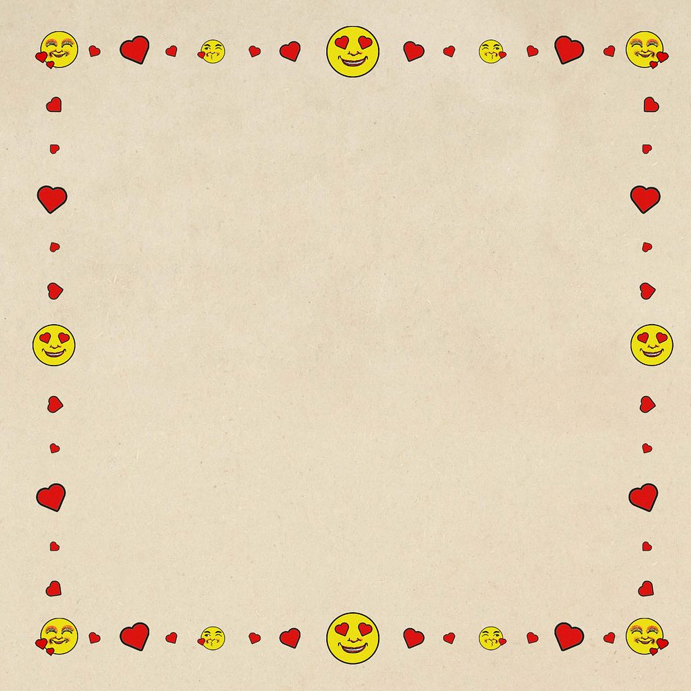 Love emoticon frame background, editable design