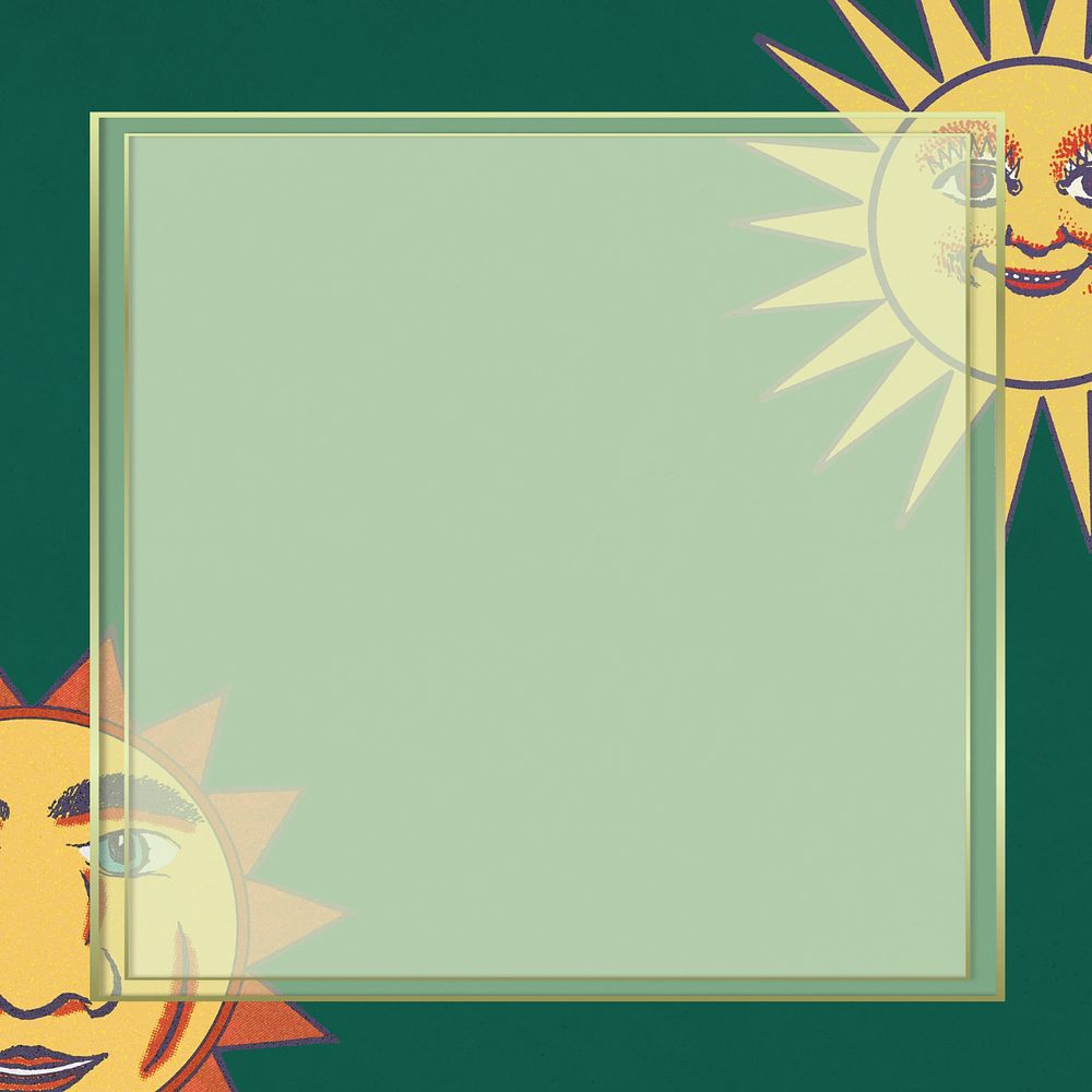 Green sun frame background, editable design