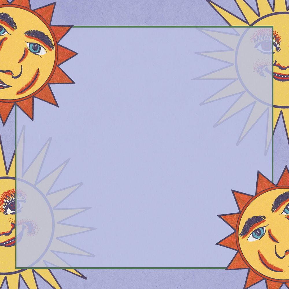 Purple sun frame background, editable design