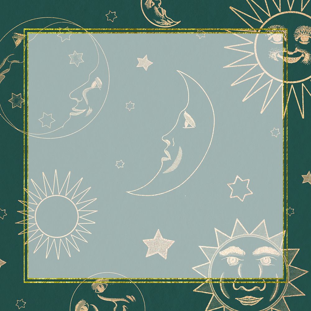 Gold celestial frame background, editable design