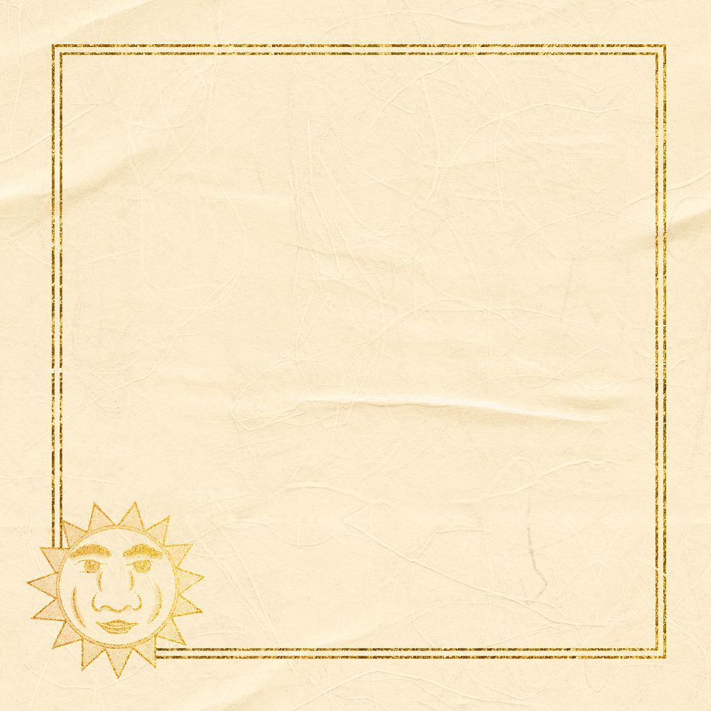 Gold sun frame background, editable design