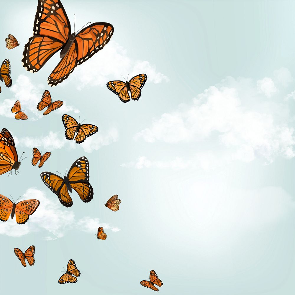 Editable butterfly sky background design