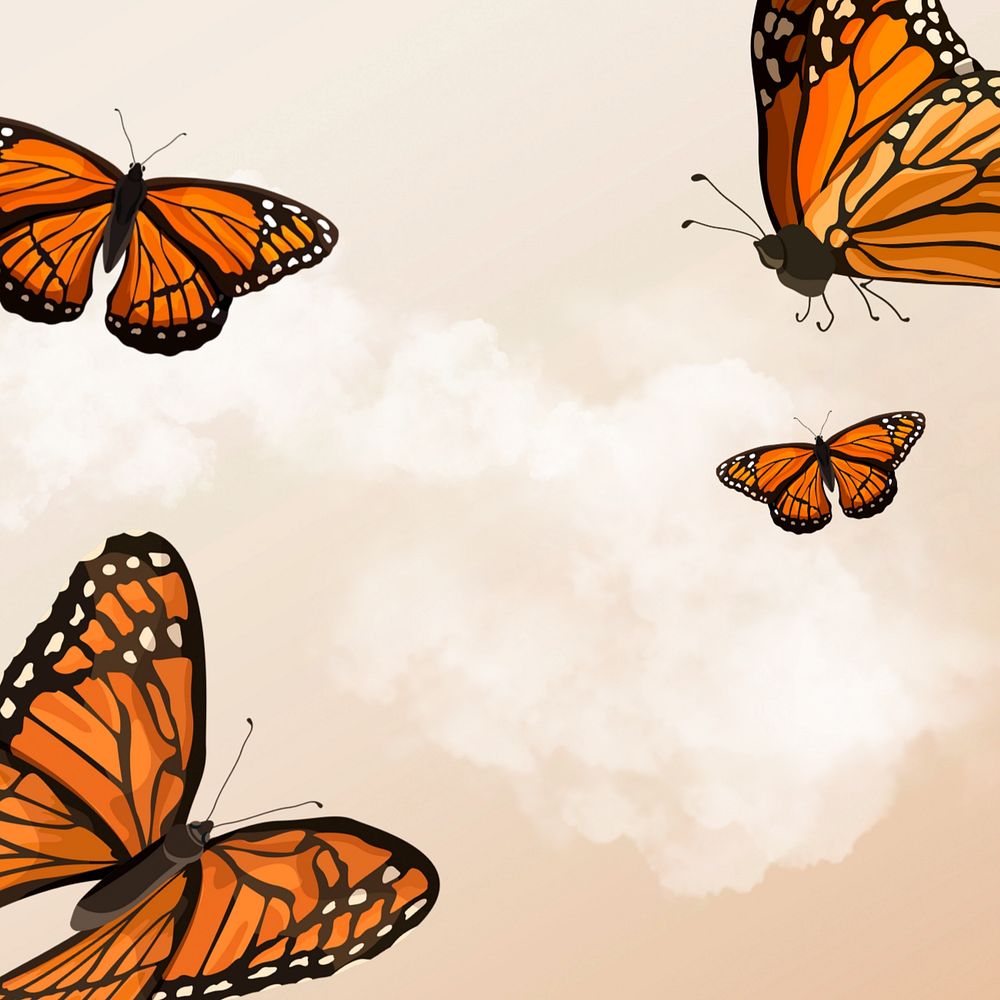 Editable butterfly sky background design