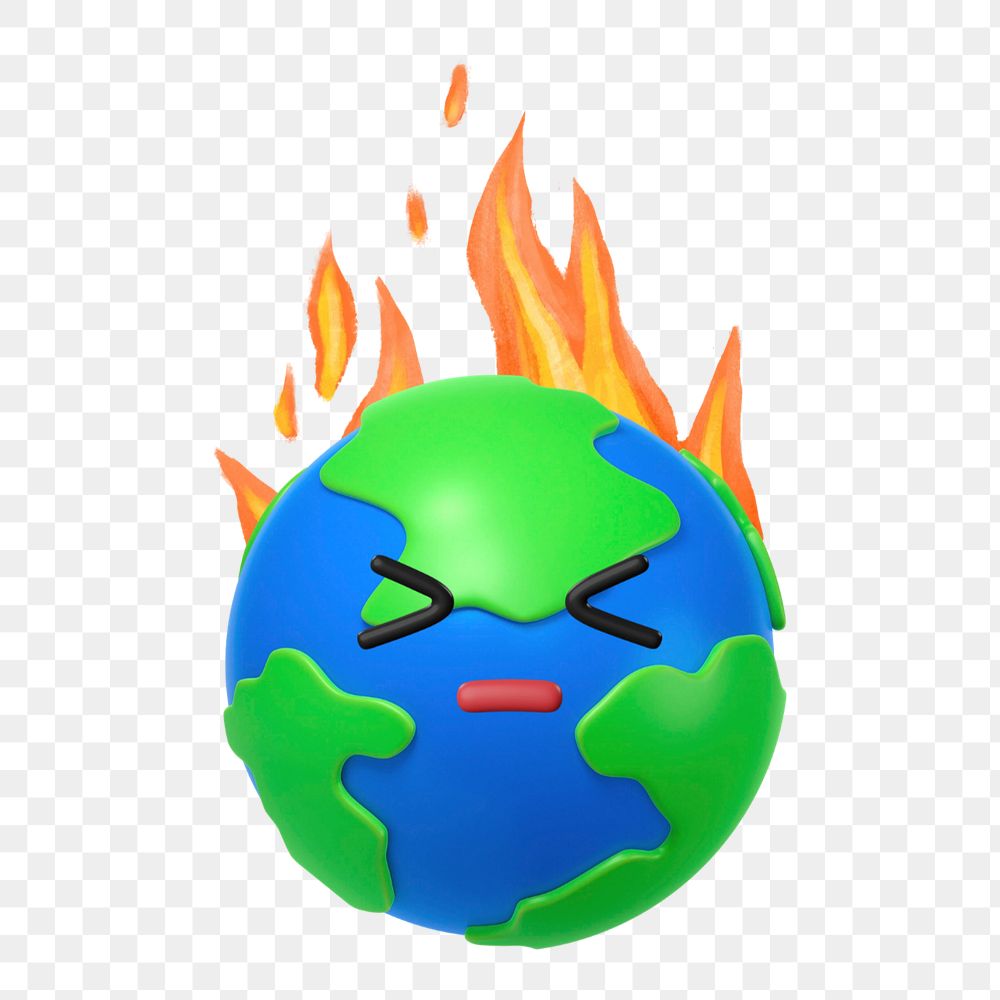 3D burning globe, element editable illustration