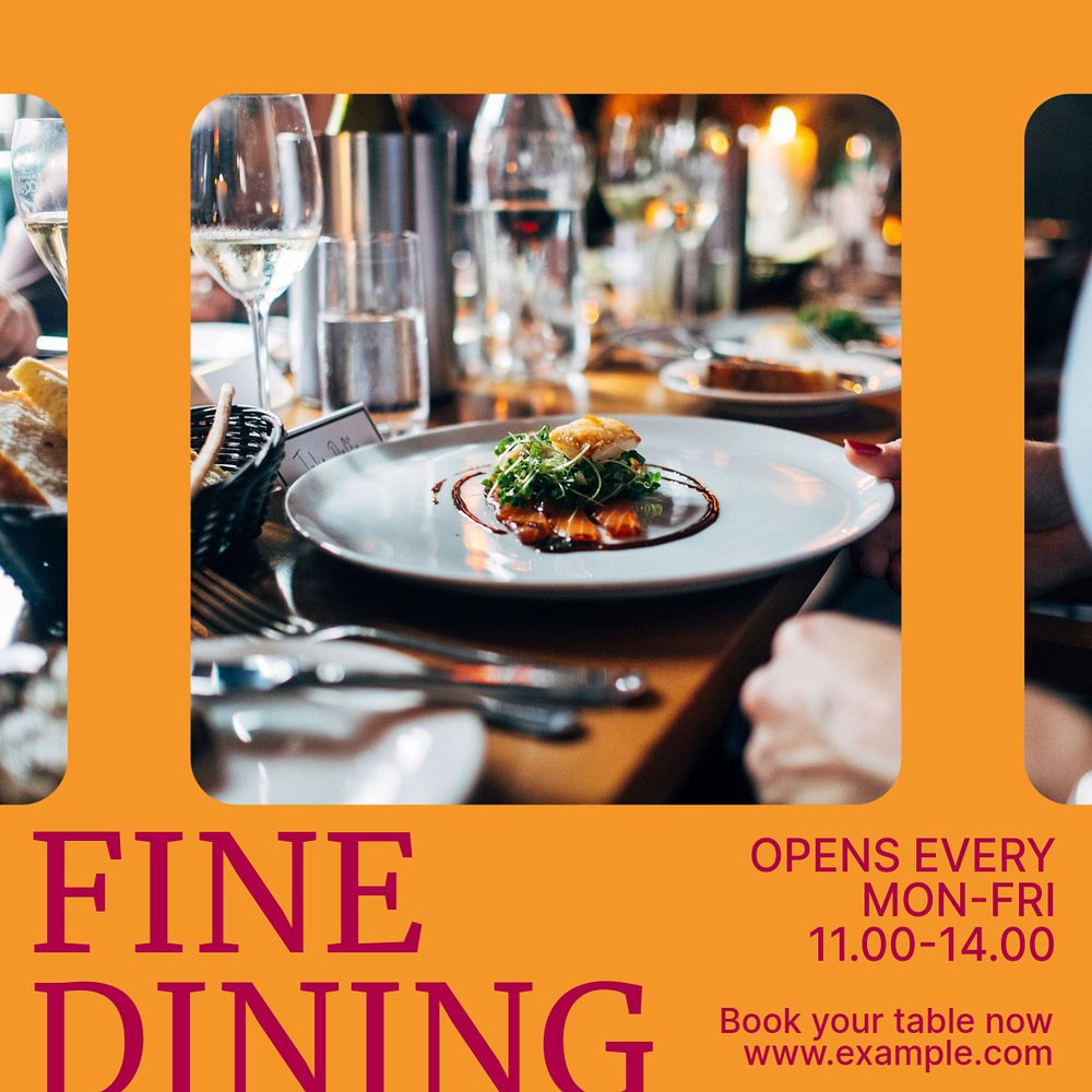 Fine dining restaurant Instagram post template, editable design