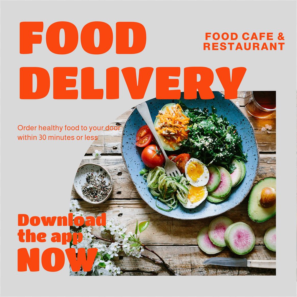 Food delivery Instagram post template, editable design