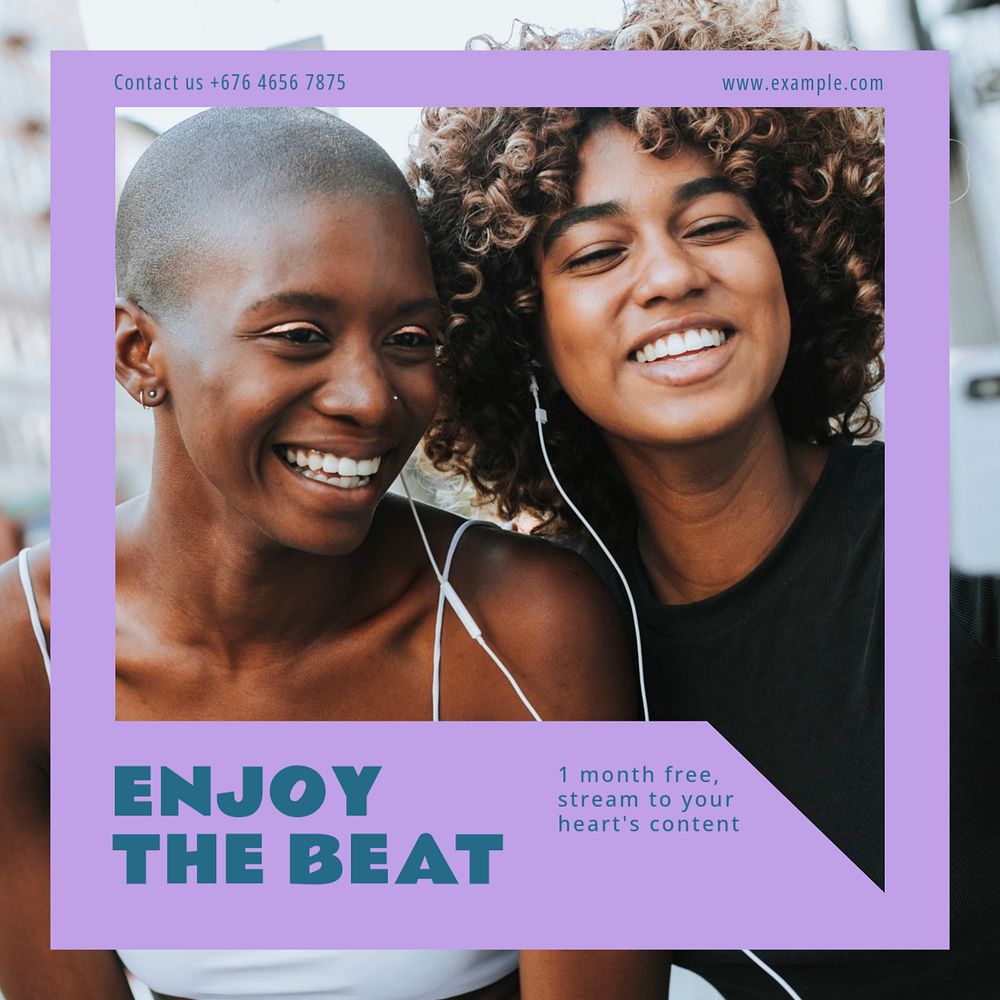 Enjoy the beats Instagram post template, editable design