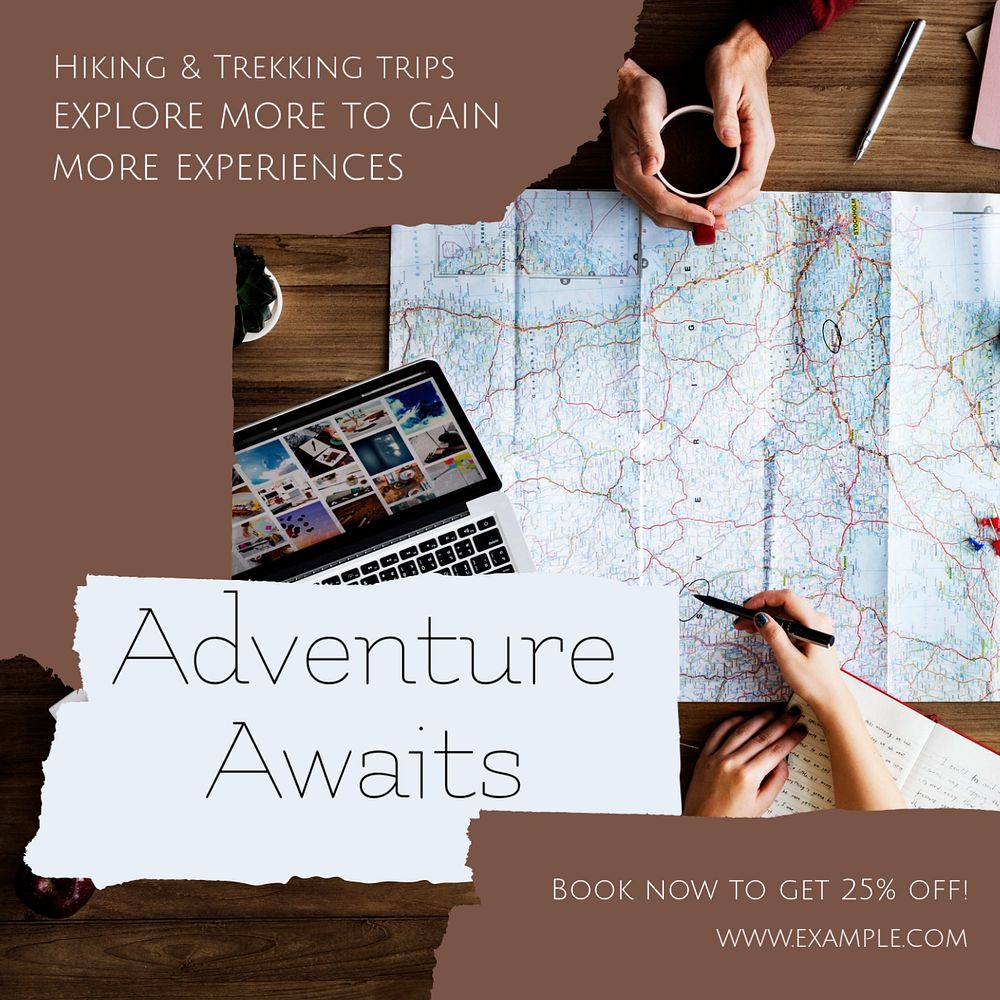 Hiking trips Instagram post template, editable design