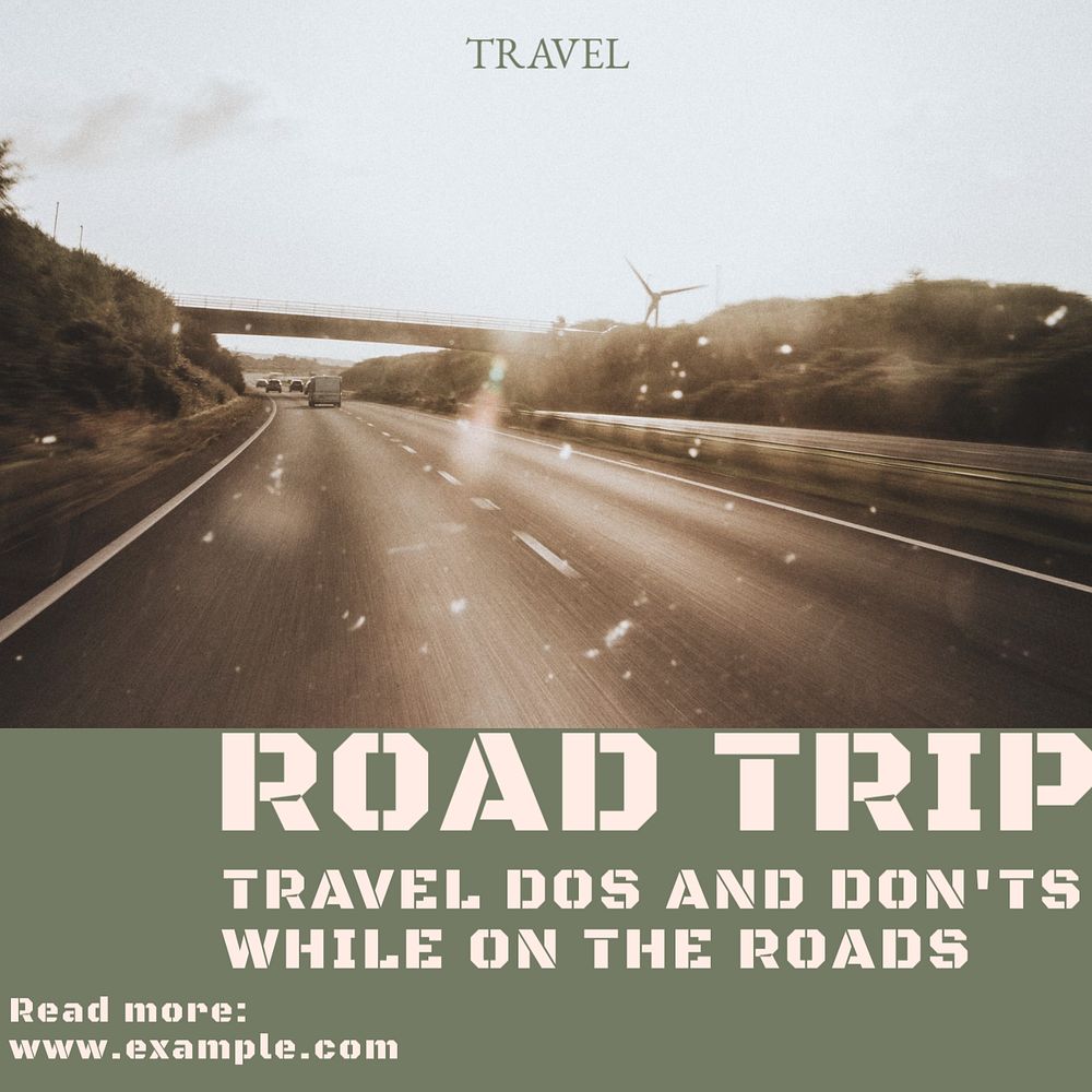 Road trip travel Instagram post template, editable design