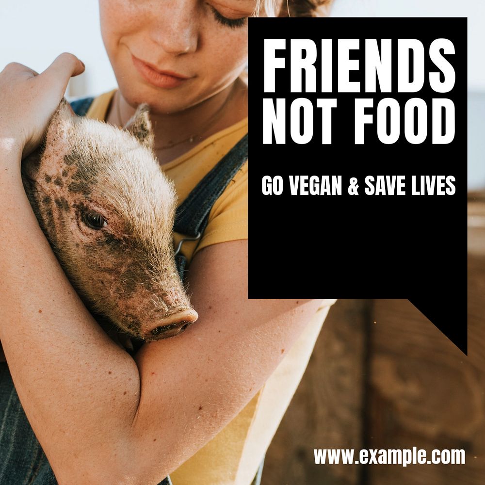 Go vegan ad campaign Instagram post template, editable design