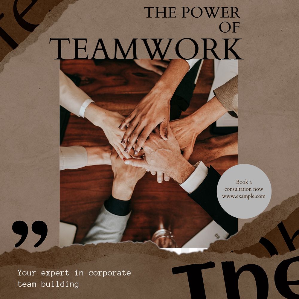 Power of teamwork Instagram post template, editable design