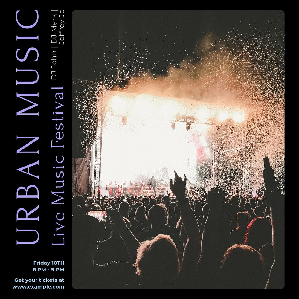 Urban music festival Instagram post template, editable design